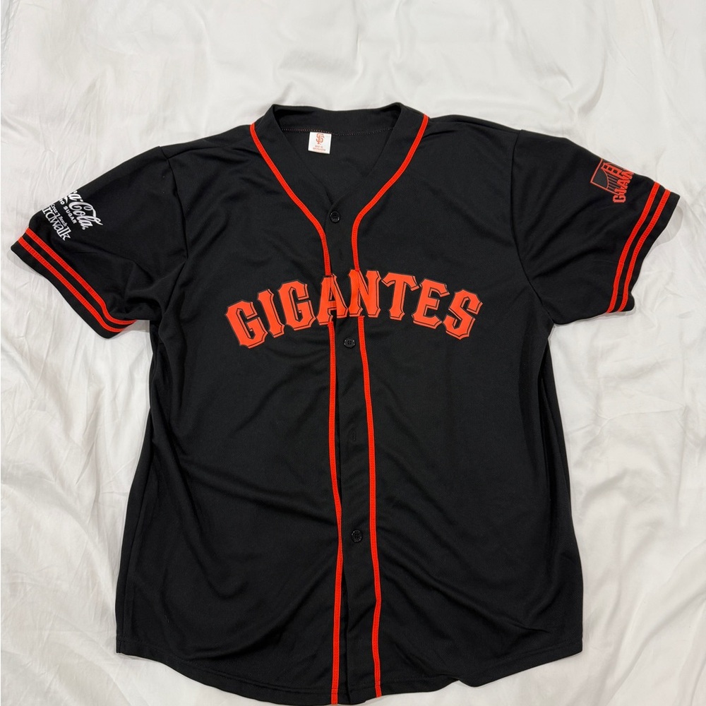 SF Gigantes Black and Red Men's Baseball Jersey